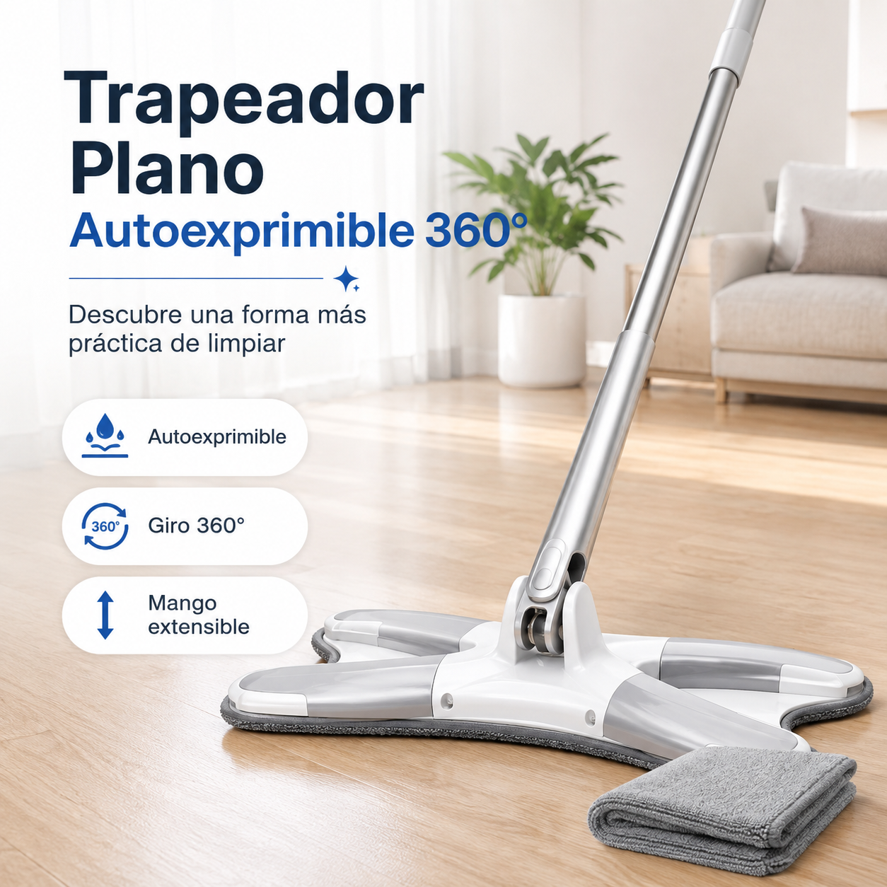 Trapeador en X con exprimidor automático